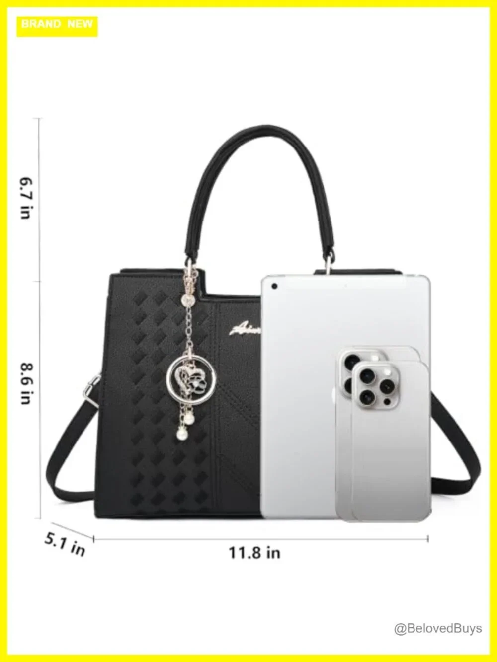 PU Leather Satchel Crossbody Tote Bag Top Handle Zipper Purse